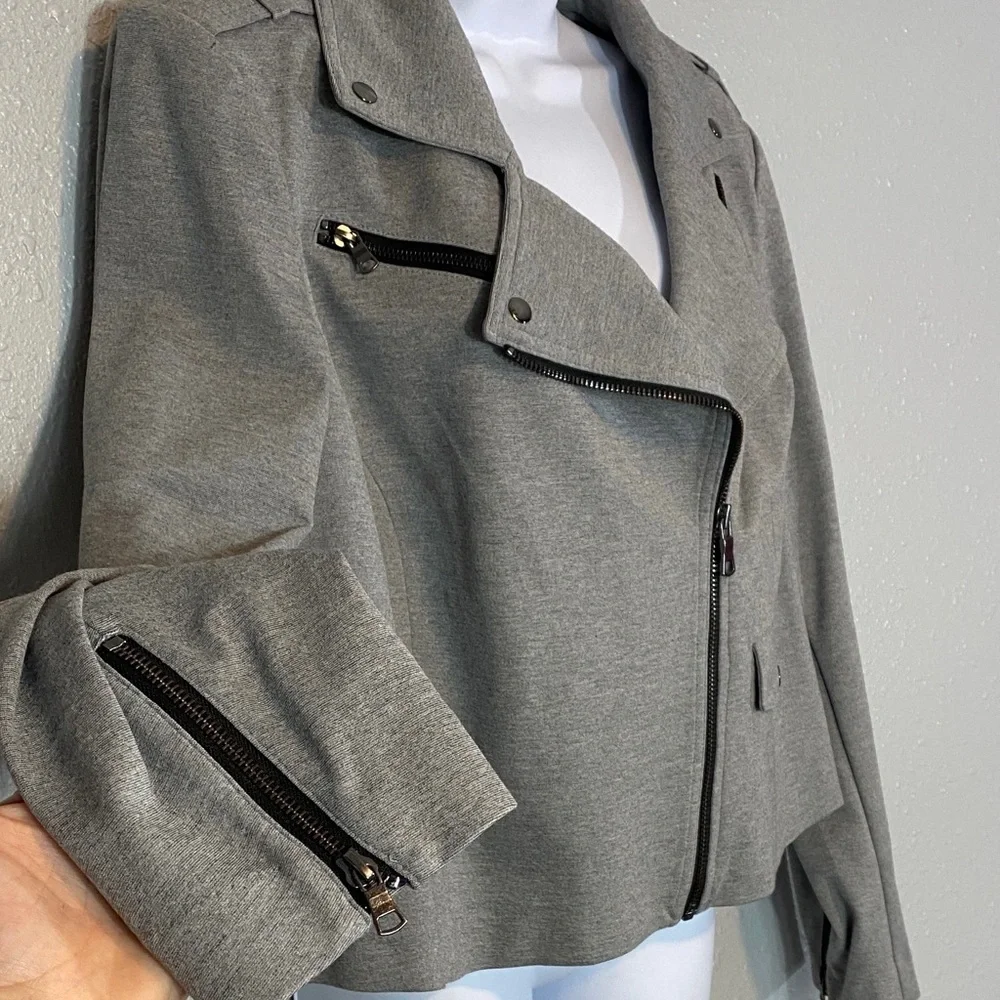 🆕 Lane Bryant Gray Women's Ponte Biker Jacket